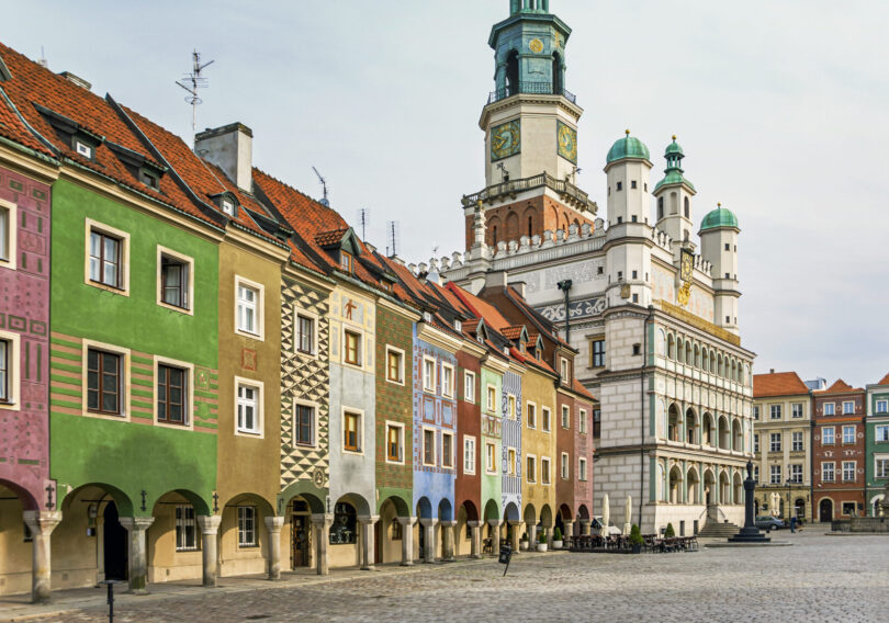 Historic old town hall building architecture in Poznan